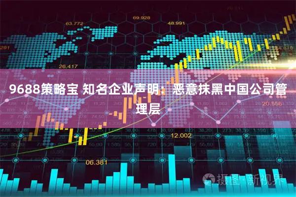 9688策略宝 知名企业声明：恶意抹黑中国公司管理层